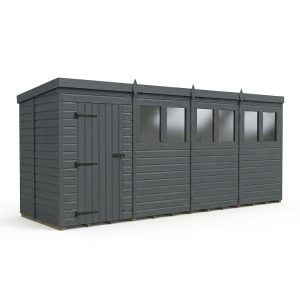 16x5 Pent Composite Shed (Single Door, With Windows)