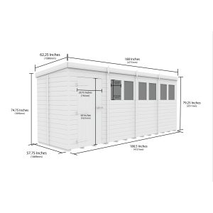 16 x 5 Security Pent Shed (Single Door)