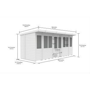 16x5 Composite Pent Summer House (Double Doors, With Windows)