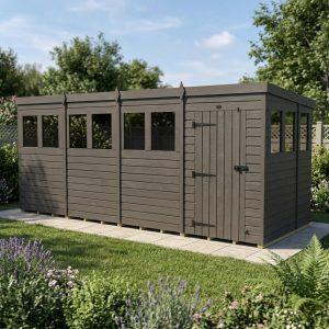 16x7 Pent Composite Shed (Single Door, With Windows)