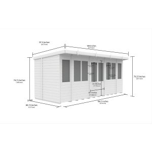 16x7 Composite Pent Summer House (Double Doors, With Windows)