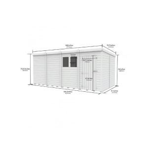 16 x 8 Pent Shed (Single Door, With Windows)