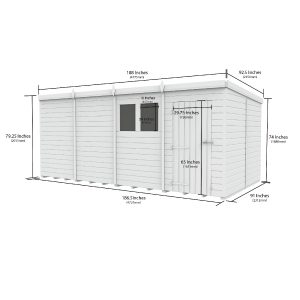 16 x 8 Security Pent Shed (Single Door)