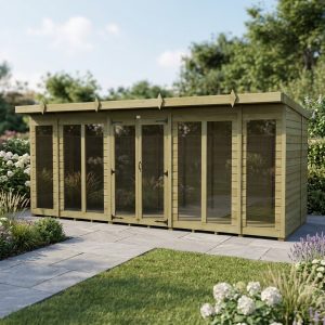 16 x 8 Pent Summer House (Full Height Window)