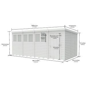 16x9 Pent Composite Shed (Single Door, With Windows)