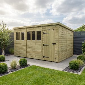 17 x 10 Pent Shed (Single Door, With Windows)