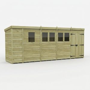 17 x 4 Pent Shed (Double Door, With Windows)