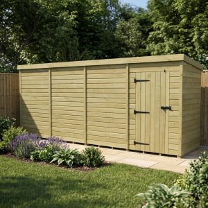 17 x 4 Pent Shed (Single Door, No Windows)