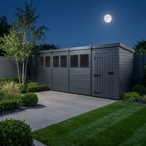 17x4 Pent Composite Shed (Single Door, With Windows)