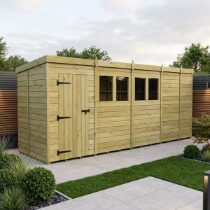 17 x 5 Pent Shed (Double Door, With Windows)