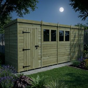 17 x 5 Pent Shed (Single Door, With Windows)
