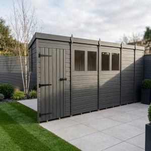 17x5 Pent Composite Shed (Single Door, With Windows)