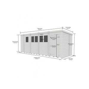17 x 6 Pent Shed (Double Door, No Windows)