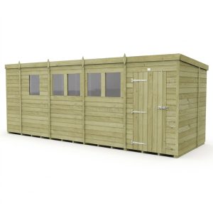 17 x 6 Pent Shed (Single Door, With Windows)