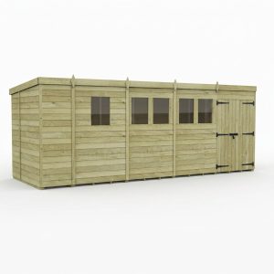 17 x 7 Pent Shed (Double Door, With Windows)