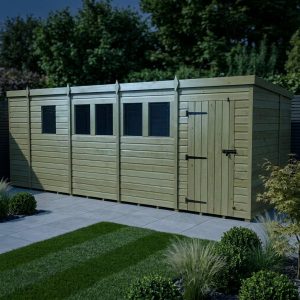 17 x 7 Pent Shed (Single Door, With Windows)