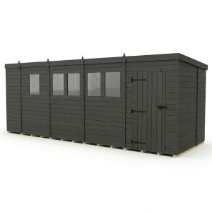 17x7 Pent Composite Shed (Single Door, With Windows)