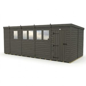 17x8 Pent Composite Shed (Single Door, With Windows)