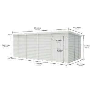 17 x 9 Pent Shed (Double Door, No Windows)
