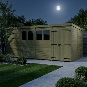 17 x 9 Pent Shed (Double Door, With Windows)