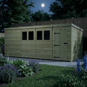 17 x 9 Pent Shed (Single Door, With Windows)