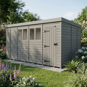 17x9 Pent Composite Shed (Single Door, With Windows)