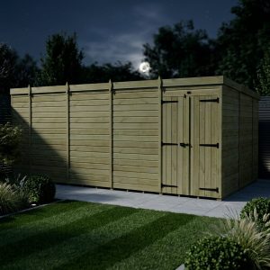 18 x 10 Pent Shed (Double Door, No Windows)