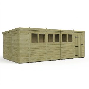18 x 10 Pent Shed (Single Door, With Windows)