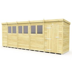 18 x 4 Pent Shed (Double Door, With Windows)
