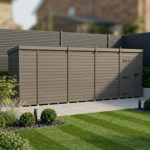 18x4 Pent Composite Shed (Single Door, No Windows)