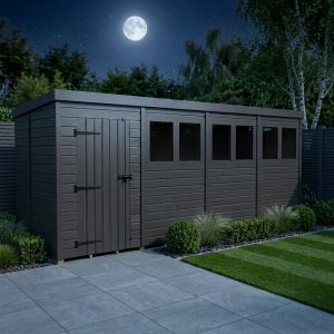 18x5 Pent Composite Shed (Single Door, With Windows)