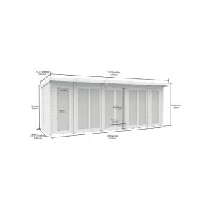 18 x 5 Pent Summer House (Full Height Window)