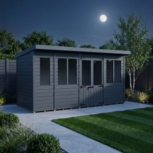 18x5 Composite Pent Summer House (Double Doors, With Windows)