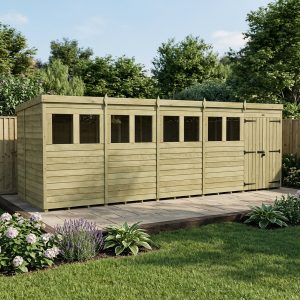 19 x 6 Pent Shed (Double Door, With Windows)