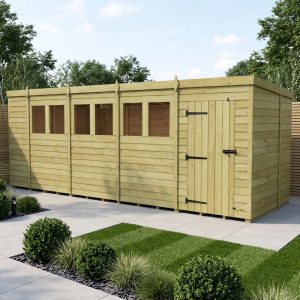 19 x 6 Pent Shed (Single Door, With Windows)