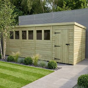 19 x 7 Pent Shed (Single Door, With Windows)