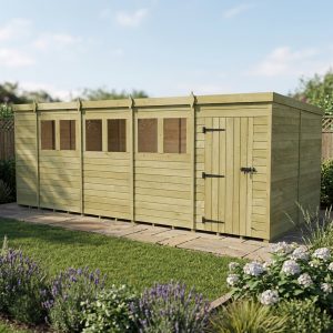 19 x 8 Pent Shed (Single Door, With Windows)