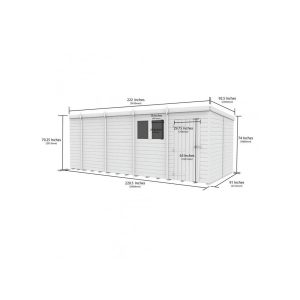 18x8 Pent Composite Shed (Single Door, With Windows)