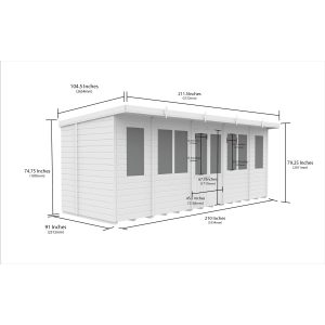 18x8 Composite Pent Summer House (Double Doors, With Windows)