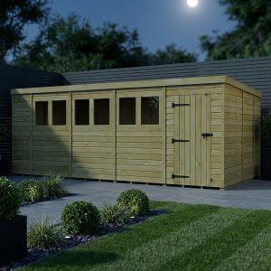 18 x 9 Pent Shed (Single Door, With Windows)