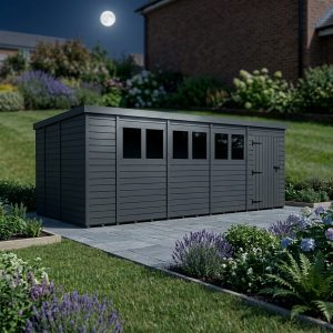 18x9 Pent Composite Shed (Single Door, With Windows)
