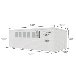19 x 10 Pent Shed (Single Door, With Windows)