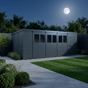 19x10 Pent Composite Shed (Single Door, With Windows)