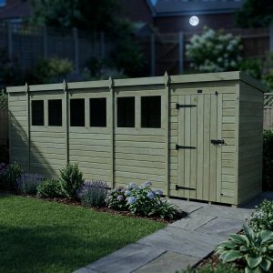 19 x 4 Pent Shed (Single Door, With Windows)