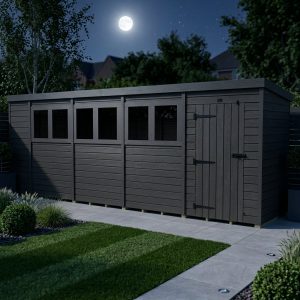 19x4 Pent Composite Shed (Single Door, With Windows)