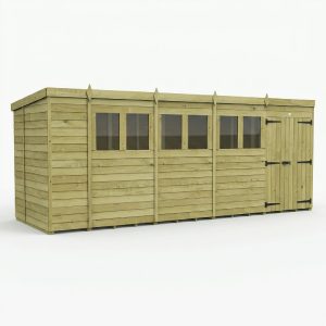 19 x 5 Pent Shed (Double Door, With Windows)