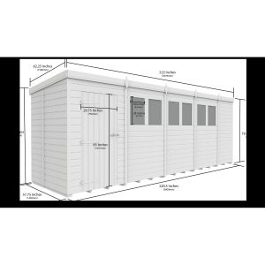 19 x 5 Pent Shed (Single Door, No Windows)