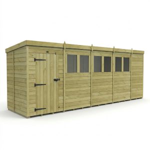 19 x 5 Pent Shed (Single Door, With Windows)
