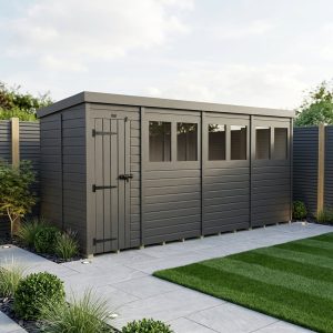 19x5 Pent Composite Shed (Single Door, With Windows)