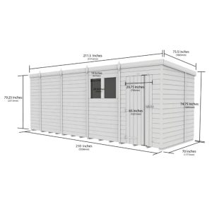 19x6 Pent Composite Shed (Single Door, No Windows)